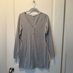 Reformation Gray Fitted Long Sleeve Tunic Dress